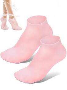 4pcs Moisturizing Gloves & Socks Set, Silicone Gel Therapy Socks For Dry Skin, Silicone Gel Heel Socks Anti-Slip, For Foot Softening, Calluses, Foot Care After Pedicure