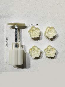 4-In-1 Rose Shaped Mooncake Mold Setwith Press Tool- Romantic Baking Kit FolValentine's Dates,Dly Home Dessert &Asian Festiva Cooking