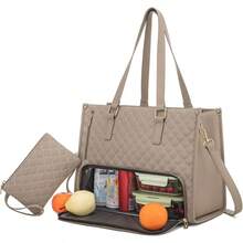 Lavenra All in One Tote Bag Laptop Bag With Lunch Compartment Convertible Laptop Bag Work - Caqui - Ver 1