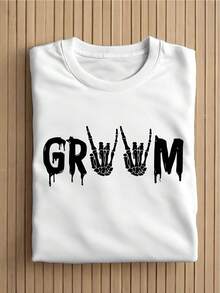 1 PC Skull Bride And Groom T-Shirts, Retro Bride And Groom To Be Gift, Bride Groom Matching Shirts, Bridal Shower Gift, Halloween Wedding Tees MAPA47 - 白色T卹新郎 - 查看 2