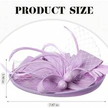 Fascinator Tea Party Hat - 2025 Derby Pillbox Hat Women (.87x5.9inch) - 杏色 - 查看 8