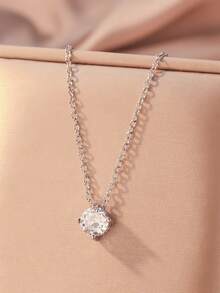 1 件锆石吊坠和铜链项链，优雅的女士日常休闲配饰