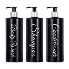 3 Stück 500ml nachfüllbare Badezimmer Flaschen, Shampoo Lotion Spender Flaschen, Seifenspender, PET wiederverwendbare Pumpflaschen mit wasserdichten Kristall Etiketten, Badezimmer Zubehör Set für den Schulanfang