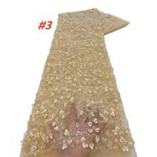African 3D Beaded Lace Fabric Luxury Bridal 2025 High Quality Nigerian Applique French Tulle Sequins Fabric For Wedding Dress Sewing