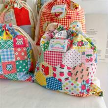 Multi-Color Fabric Drawstring Storage Bags | Breathable & Lightweight | Cartoon Print With Rainbow Label | Versatile Organizer For Home, Travel & Gifts | Ideal For Clothes, Diapers, Jewelry, Cosmetics | Durable & Portable, Clothes Organizer Storage ﻿