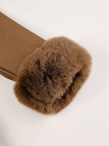 Chaqueta de mujer de PU con piel sintética y cinturón - Perfecta para otoño e invierno, elegante con cintura ajustable para uso casual o ir al trabajo