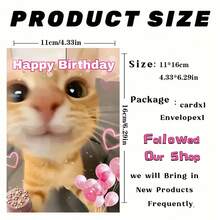 1pc Funny Birthday Card With Envelope (4.33*6.29) - Cute Kitten Design - Best Birthday Wishes - Unique & Creative Greeting Card - Ideal For Pet Owners, Cat/Dog Lovers, Friends, Parents, Sons & Daughters - Suitable For Anyone - Occasion: Birthday - Multicolor - View 3