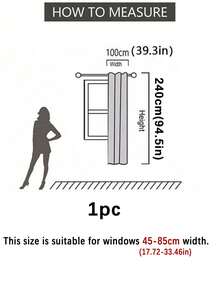 1pc Chocolate Brown Blackout Quiet Study Window Curtain - Chocolate Brown - View 24