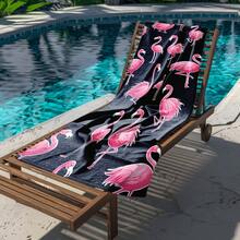 粉色火烈鸟印花沙滩巾柔软舒适夏季沙滩配件泳池毛巾速干大尺寸轻便旅行毛巾沙滩必备品 - 彩色 - 查看 4