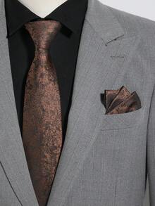 2pcs/Set Men's Fashion Floral & Ditsy Print Tie And Handkerchief Set, Suitable For Hosting Weddings, Galas, Festivals, Business Occasions - A - View 3