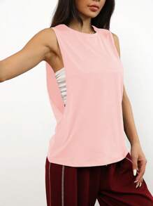 1pc Loose Fit Comfortable Minimalist Solid Color Sleeveless Pullover Top, For Daily Wear, Running, Gym, And Casual Purposes, Spring/Summer