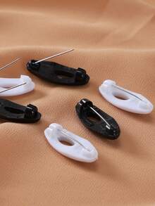 12pcs Women's Headscarf Pins, Black & White Scarf Buckle Hijab Pins Fashionable Brooch - Black and White - View 3