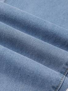 HIMARRI Jeans Ajustados Elásticos Azul Profundo para Mujer - Cintura Alta, Denim Cómodo con Cierre de Botón, Lavables a Máquina, Pantalones Cortos - Celeste - Ver 2