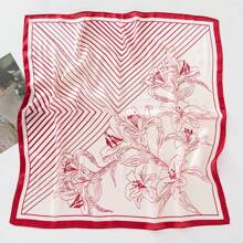 1 pièce Écharpe en polyester satiné avec imprimé bohème pour femmes, printemps/été