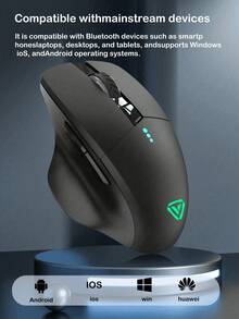 Ratón inalámbrico recargable, larga duración de la batería, compatible con computadoras de escritorio y portátiles, muy atractivo para la oficina y el juego - Negro - Ver 7