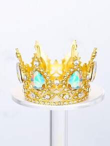 1pc Crown Bridal Headpiece, Luxury Shiny Round Princess Crown Flower Decor For Wedding Dress Valentine's Day Accessories,Summer,Beach - Multicolor - View 4