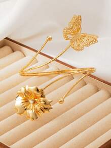 A Butterfly And Flower Encounter, Ladies' Temperament, Open Armband