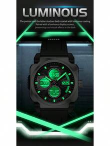 Multi-Functional Sports Models Electronic Watch Dual Display Electronic Watch Leisure Men's Waterproof Watch - Black and Red - View 7