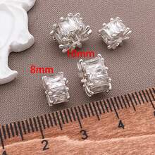 1/3/5 件方晶锆石隔珠 18K 镀金黄铜扁平圆形微密镶方晶锆石圆珠适用于 DIY 珠宝配件制作珠宝时尚配饰创意礼物 - 彩色 - 查看 12