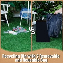 1 Stück Recycling-Behälter für draußen, 2 Innentaschen, Mülleimer, Wäschekorb, 100L Hochkapazität, Ersatztasche an der Seite, geeignet für Innenräume, Küche, Waschraum, Schlafzimmer, Wohnheim, Büro, Kleidung, Flaschen, Spielzeug Aufbewahrung