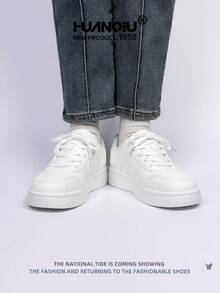 HUANQIU 2025新款女鞋登山鞋女士运动鞋厚底运动鞋网面透气小白鞋百搭轻便舒适系带软底休闲鞋跑步鞋白色四季鞋 - 白色 - 查看 6