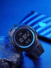 这款男士电子表具备计时、闹钟、夜间显示、防摔防震等功能。它是一款多功能且耐用的男士手表，是户外活动的必备之选，也是通勤上班的时尚单品。 - 黑色 - 查看 6