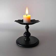 Vintage European-Style Roman Column Candle Holder, Matte Black Iron Candlestick, Romantic Candlelight Dinner Table Decoration, Wedding Decor