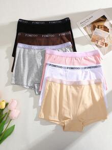 6PCS Lightweight And Breathable Women's Boyshorts With A  Fashion Waistband ,Underwear S-XXL - 彩色 - 查看 2