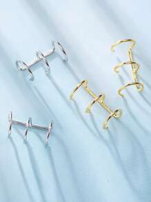 1PC 925 Sterling Silver 3-Layer Hoop Cuff Earring For Women Ear Cuff For Girls Non Pierced Ear Clips Cartilage Earring Women Jewelry