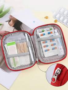1pc Portable Travel First Aid Kit, Outdoor Emergency Medical Bag, Household Small Pill Case Storage Bag For Travel Storage Bag,Makeup Bag,Cosmetic Bag,Vacation Organizer,Large Capacity Makeup Organizer Makeup Case, For Lipstick, Brush, Skincare, Mobile Phone, Coin, Small Items, For Home,Gift,Vacation And Festival Halloween Christmas Multifunctional Use,Boho Vibes - Multicolor - View 5