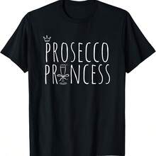 Prosecco Princess Cute Champagne T-ShirtPm 220G Cotton T-Shirt – Durable Yet Soft Blending Street, Retro, And Minimalist Vibes – Perfect For Daily Wear, Work, Weekend Outings, Or Lounging – I Gift For Him Or Her, Birthday, Annrsary, Or Just Because - Black - View 1
