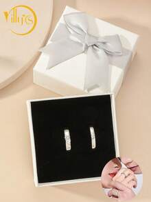 2pcs/Gift Box Heart Zirconia Ring Set, Lover Rings Set, Birthday Gift, Valentine's Gift, Wedding Rings, Lover's Gift - Multicolor - View 1