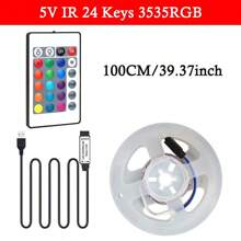 Striscia luminosa a LED RGB per retroilluminazione TV da 100 a 1000 cm, alimentata tramite USB, con telecomando a 24 tasti - Cambia colore, dimmerabile e retroilluminata, adatta per camera da letto, TV, cucina, bar, sala giochi, decorazione per feste