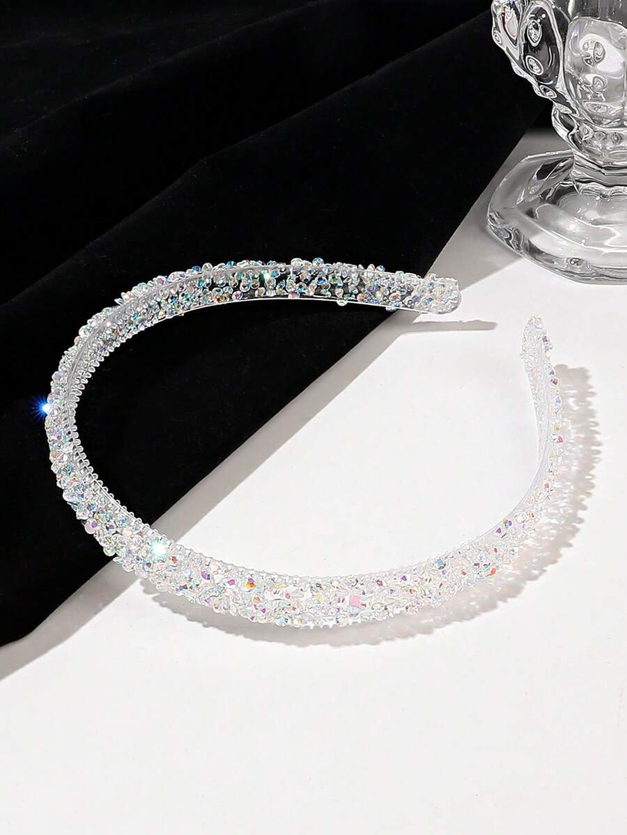 1 pieza Diadema elegante y minimalista para mujer con cristal blanco, rhinestone y brillo, adecuada para el peinado diario, diadema para el cabello como accesorio para el cabello de las mujeres