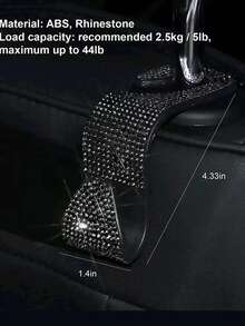 1 pieza Gancho colgador de automóvil con incrustaciones de diamantes para asiento trasero, accesorios creativos ocultos - Negro - Ver 7