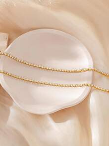 1 chiếc vòng cổ tennis nữ, mặt dây chuyền tennis Cubic Zirconia mạ vàng 14K, phù hợp làm trang sức hàng ngày của phụ nữ - Nhiều màu - Xem 8