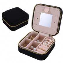 Mini Jewelry Travel Organizer - Scratch-Resistant Portable Jewelry Case With Multi-Section Compartments For Rings, Earrings, Necklaces - Perfect Gift Box For Women & Girls (Square/Circle)