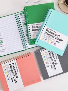 1 pièce Carnet de mots de passe multicolore au format A6, carnet de journalisation des mots de passe avec index des identifiants de site Web en spirale en PP, carnet de conservation des mots de passe, fournitures scolaires, rentrée scolaire