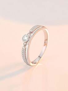 Gift Boxed Luxury High-End Stacked Cubic Zirconia Rings, Suitable For Women's Wedding, Engagement Wear And Holiday Gifts - Silver - View 4