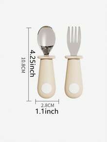Cucharas y tenedores de acero inoxidable para bebé, utensilios de alimentación - Multicolor - Ver 3