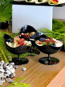 黑色/白色甜品杯，冰淇淋杯，慕斯杯，布丁杯，可重复使用的塑料特殊形状甜品杯，适用于甜品店，生日派对，婚礼和咖啡馆 - 彩色 - 查看 3