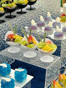 黑色/白色甜品杯，冰淇淋杯，慕斯杯，布丁杯，可重复使用的塑料特殊形状甜品杯，适用于甜品店，生日派对，婚礼和咖啡馆 - 彩色 - 查看 5