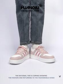 HUANQIU 2025 New Women's Shoes, Hiking Shoes, Ladies' Sports Shoes, Chunky Sneakers, Mesh Breathable White Shoes, Versatile, Light And Comfortable, Lace-Up Soft-Soled Casual Shoes, Running Shoes, White Four Seasons Shoes