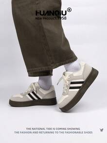 HUANQIU 2025 New Women's Shoes, Hiking Shoes, Ladies' Sports Shoes, Chunky Sneakers, Mesh Breathable White Shoes, Versatile, Light And Comfortable, Lace-Up Soft-Soled Casual Shoes, Running Shoes, White Four Seasons Shoes