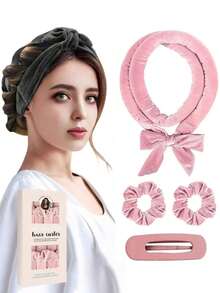 4 件套 Slouchy 非加热卷发棒礼品套装、发带卷发器美发大波浪、夜间护理卷发、非加热卷发棒、自然柔软带夹子和环造型工具、高级礼品盒、适合所有发型、返校、旅行度假必需品、卷发器、卷发产品、卷发器、卷发滚筒、圣诞节、卷发器、卷发产品、卷发、卷发滚筒、卷发工具、非加热卷发器、卷发刷、美发设备、非加热波浪、旅行必需品、发型、美发 - 彩色 - 查看 1