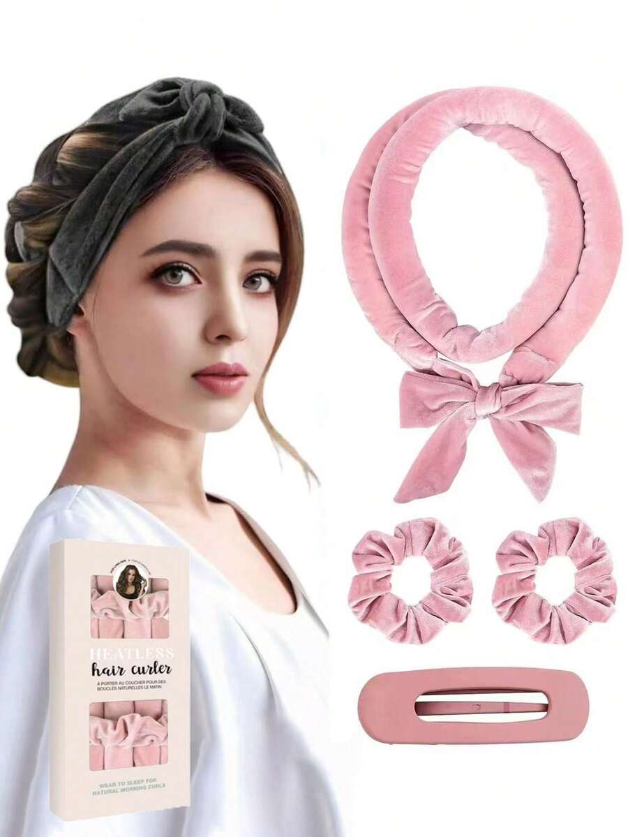 4 件套 Slouchy 非加热卷发棒礼品套装、发带卷发器美发大波浪、夜间护理卷发、非加热卷发棒、自然柔软带夹子和环造型工具、高级礼品盒、适合所有发型、返校、旅行度假必需品、卷发器、卷发产品、卷发器、卷发滚筒、圣诞节、卷发器、卷发产品、卷发、卷发滚筒、卷发工具、非加热卷发器、卷发刷、美发设备、非加热波浪、旅行必需品、发型、美发 - 彩色 - 查看 1