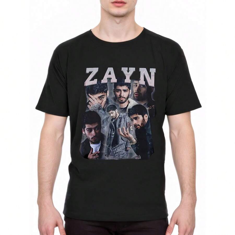 Graphic Zayn Malik T-Shirt, Zayn Fan Gifts, Zayn Concert, Zayn Tour Merch, Regular-Fit, Family T-Shirt As Present - Black - View 1