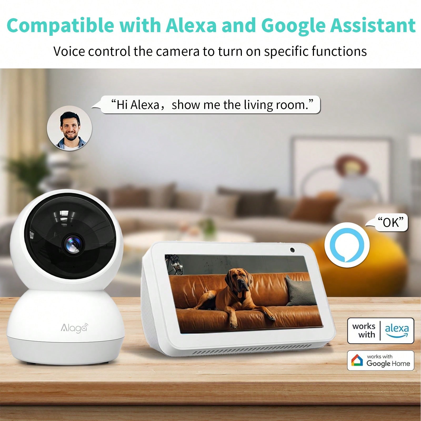 1 كاميرا أمان لاسلكية بدقة عالية 2K، تعمل على شبكا...