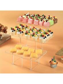 Acrylic Cake And Bread Display Rack, Clear Donuts Pastries Sweets Display Shelf, Transparent Storage Tray, For Events Business Showcase Box Tray, Wedding Party Display, Kitchen - Transparent - View 4