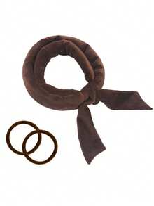 免热卷发棒头带，免热卷发丝带，带发圈，睡眠卷发丝带发卷，自然柔软波浪 DIY 发卷造型工具（咖啡色），返校、旅行度假必备品，女士发饰